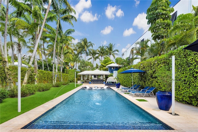 755 NE 77th St, Miami, FL 33138 - pool featuring a patio, a gazebo, and a yard