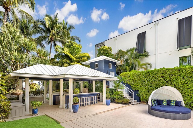 755 NE 77th St, Miami, FL 33138 - surrounding community with stairway, a gazebo, outdoor dry bar, and a wooden deck