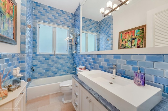 755 NE 77th St, Miami, FL 33138 - full bath featuring toilet, tile walls, shower / washtub combination, and vanity