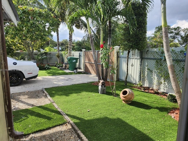 view of yard featuring a fenced backyard