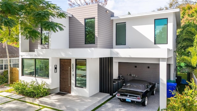 modern home with stucco siding