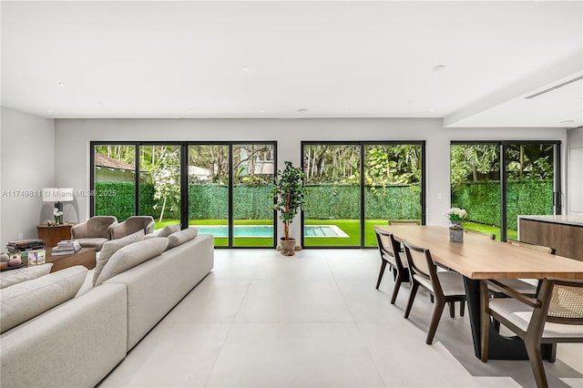 living area featuring recessed lighting