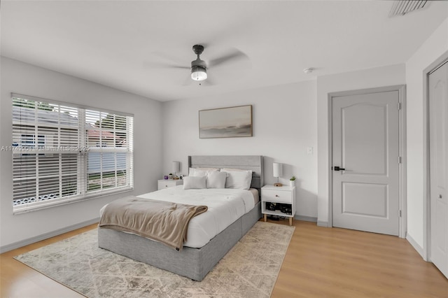 15010 SW 178th Ter, Miami, FL 33187 - bedroom featuring visible vents, ceiling fan, light wood-style flooring, and baseboards