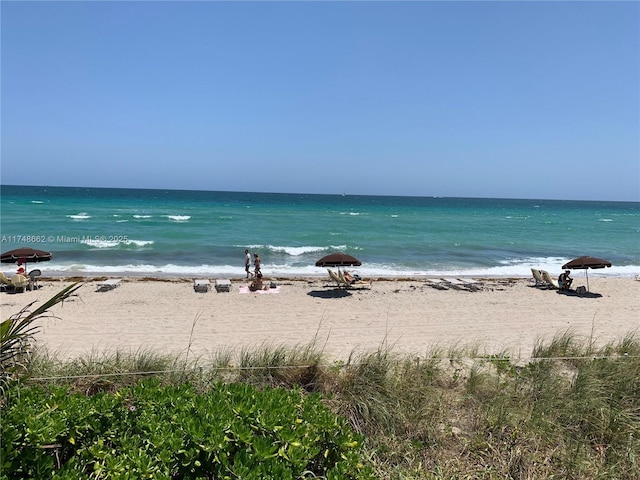 view of water feature featuring a view of the beach