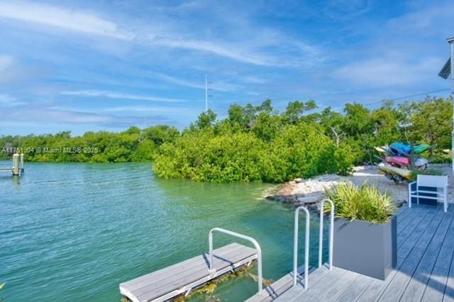 view of dock featuring a water view