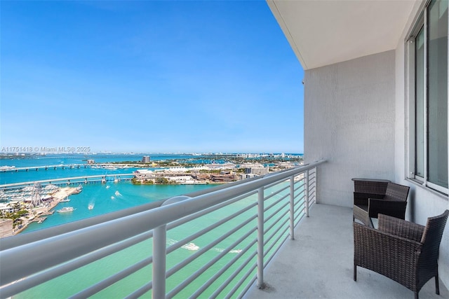 balcony with a water view