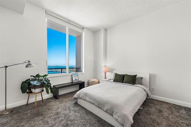 bedroom with baseboards and carpet floors