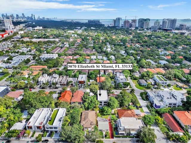 aerial view with a city view