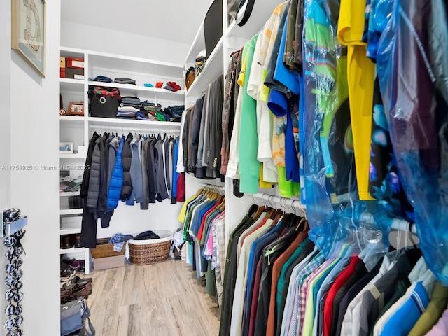 spacious closet with wood finished floors