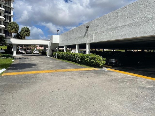 view of covered parking lot