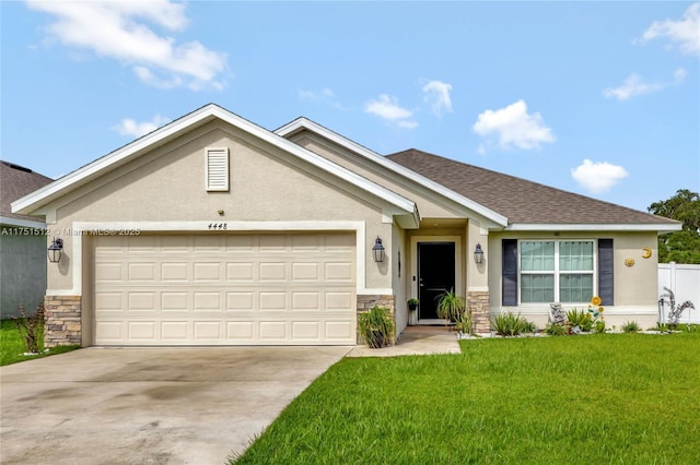 view of front of property with stone siding and stucco siding