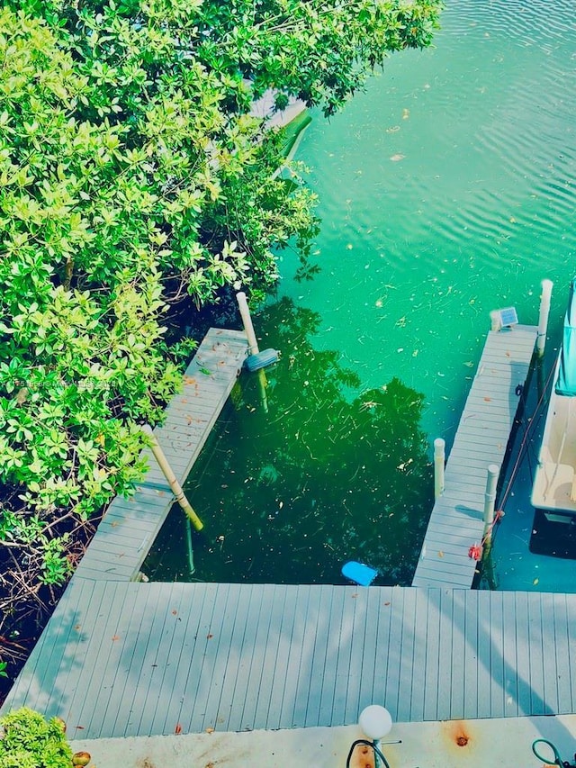 view of dock featuring a water view