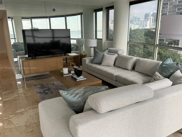 2025 Brickell Ave Unit 901, Miami, FL 33129 - living room with marble tiled floors