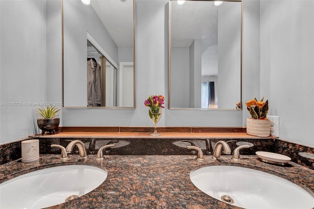 bathroom with double vanity and a sink