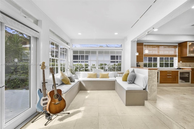 sunroom / solarium with beverage cooler