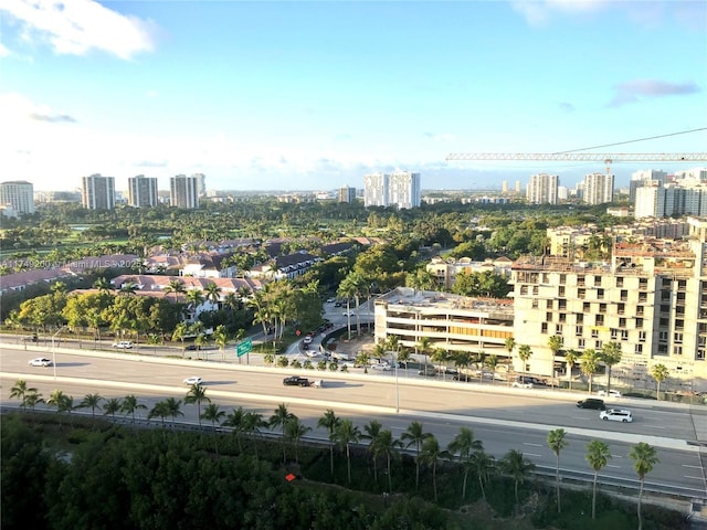 birds eye view of property featuring a city view