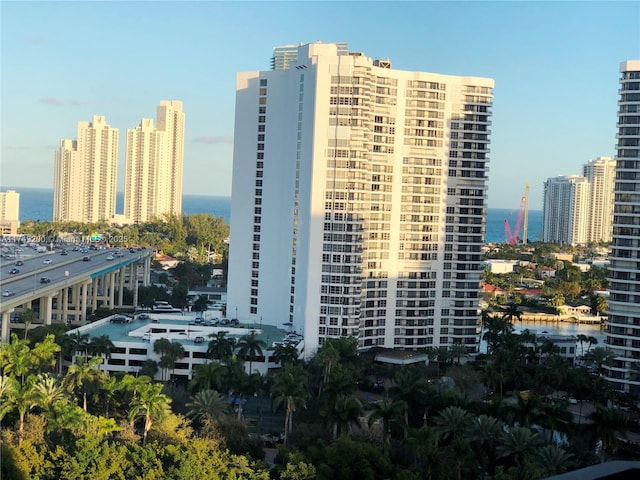 view of city with a water view