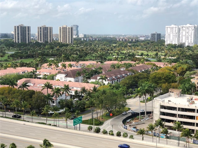 drone / aerial view with a view of city