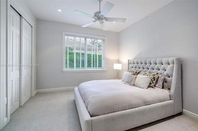 16721 SW 86th Ct, Palmetto Bay, FL 33157 - carpeted bedroom featuring baseboards, recessed lighting, and a ceiling fan