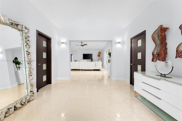 6784 SW 97th St, Pinecrest, FL 33156 - corridor featuring vaulted ceiling and baseboards