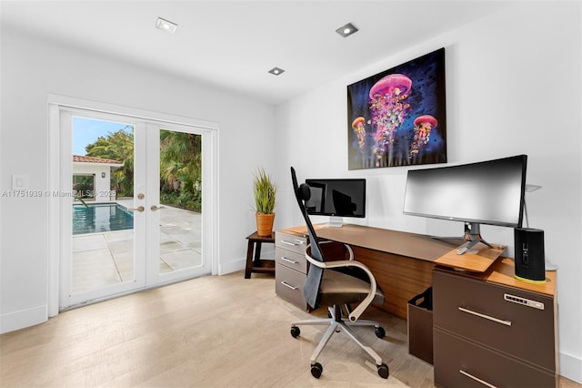 6784 SW 97th St, Pinecrest, FL 33156 - office space featuring french doors, baseboards, and light wood finished floors