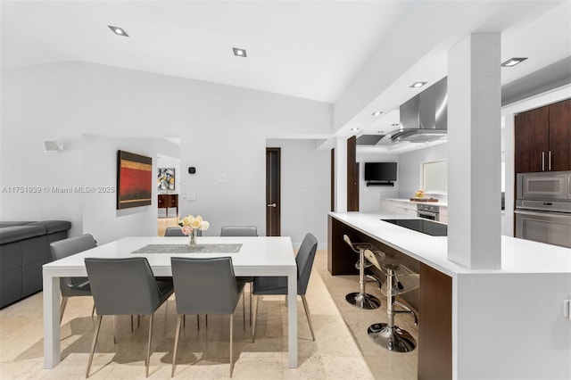 6784 SW 97th St, Pinecrest, FL 33156 - dining space with vaulted ceiling and recessed lighting