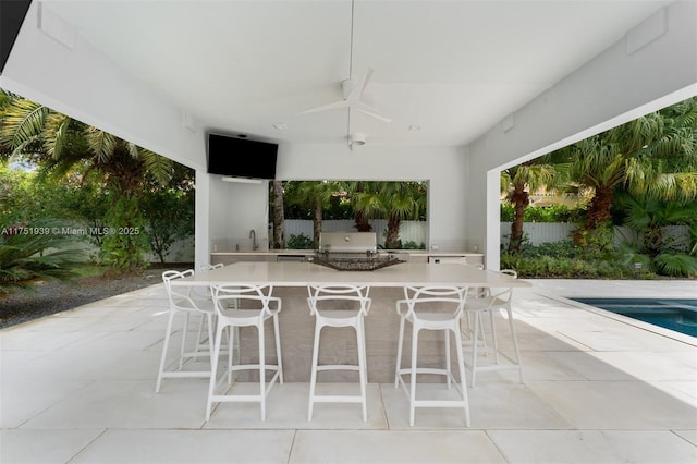 6784 SW 97th St, Pinecrest, FL 33156 - view of patio / terrace featuring fence and a ceiling fan