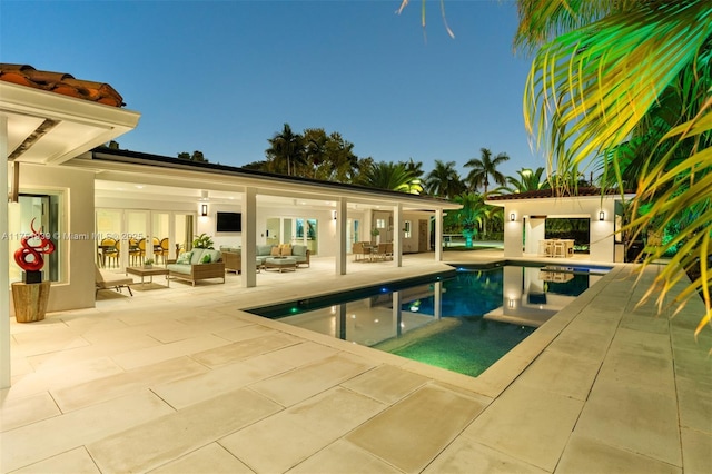6784 SW 97th St, Pinecrest, FL 33156 - swimming pool with an outdoor living space, a patio area, and french doors