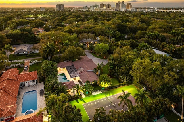 6784 SW 97th St, Pinecrest, FL 33156 - aerial view at dusk of view of pool