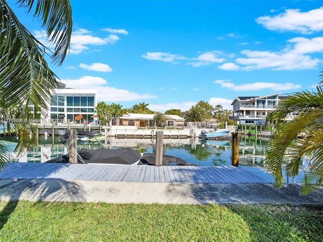 view of dock featuring a water view