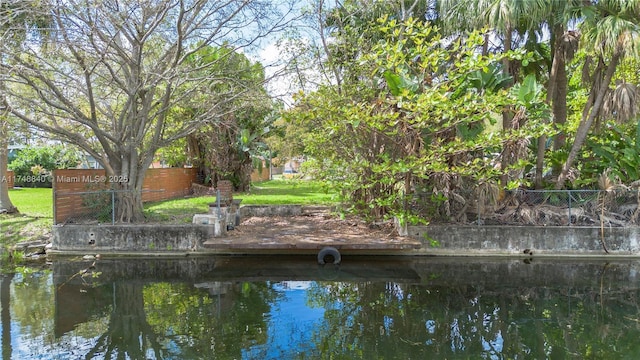 property view of water with fence