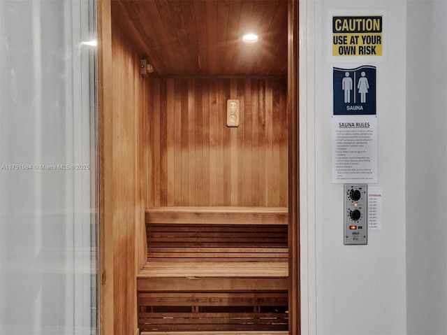 view of sauna with recessed lighting