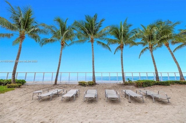 property view of water with a beach view