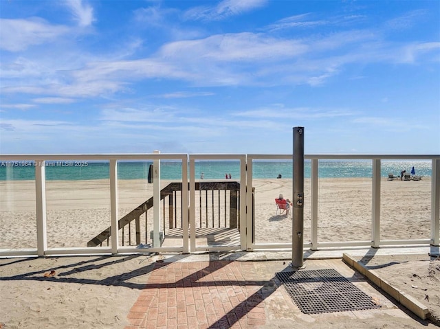 exterior space with a view of the beach and a water view