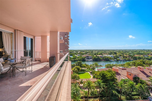 balcony with a water view