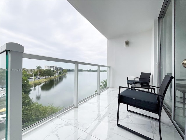 balcony with a water view