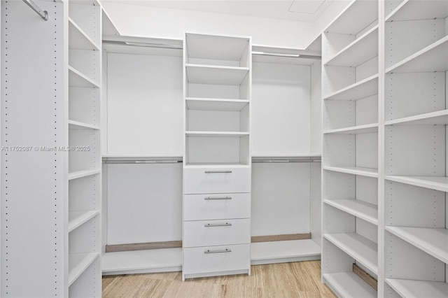 spacious closet with light wood-style flooring