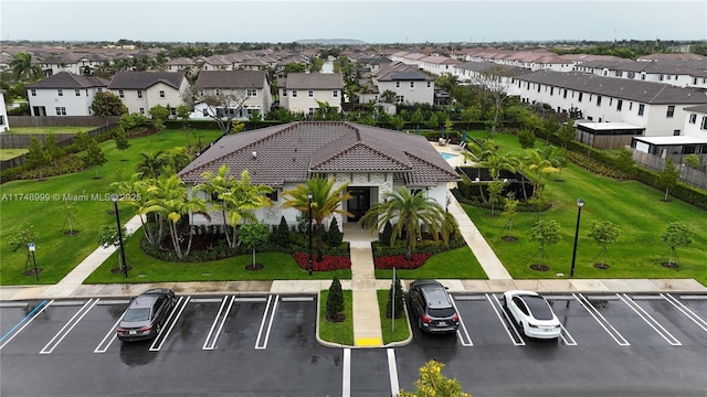 aerial view with a residential view