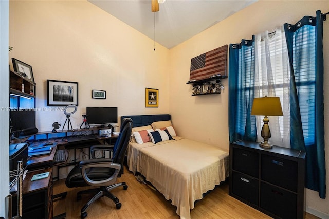 bedroom featuring light wood-style flooring