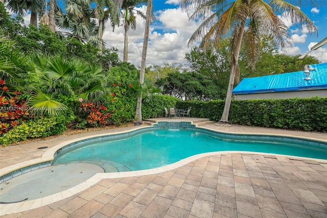 outdoor pool featuring a patio