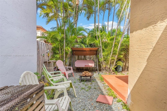 balcony with a fire pit