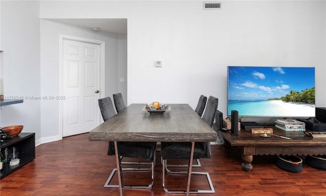 dining room featuring baseboards, visible vents, and wood finished floors