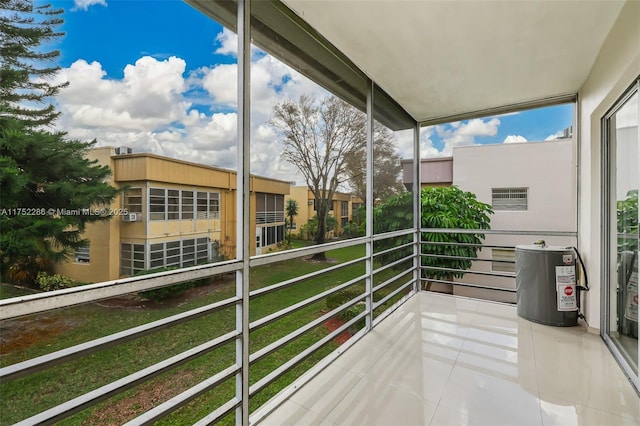 balcony with water heater