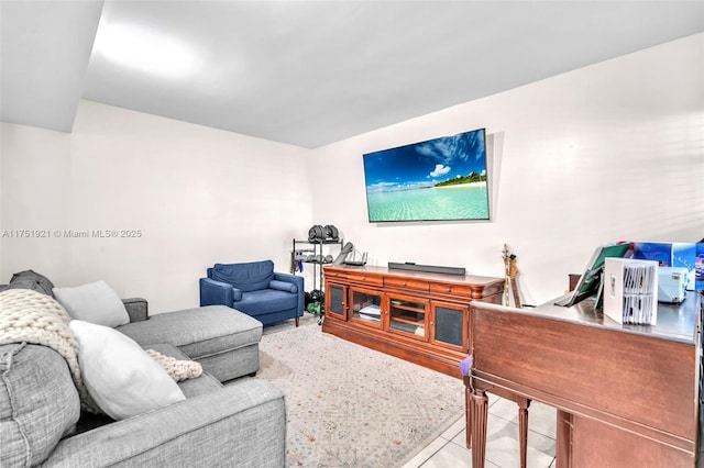 living room featuring tile patterned floors