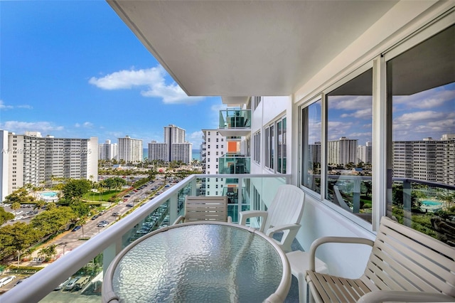 balcony with a city view