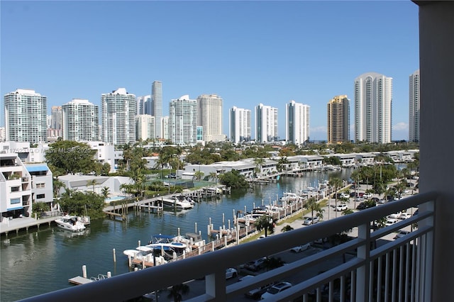 property view of water featuring a view of city