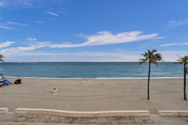 property view of water featuring a view of the beach