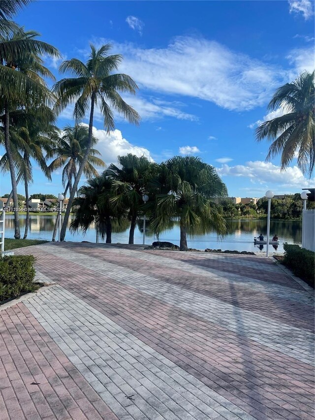 exterior space featuring a water view