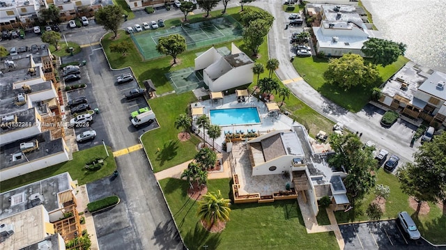 bird's eye view with a residential view