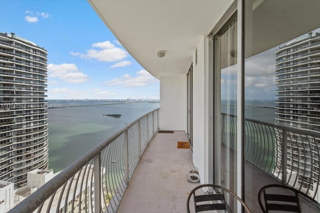 balcony with a water view